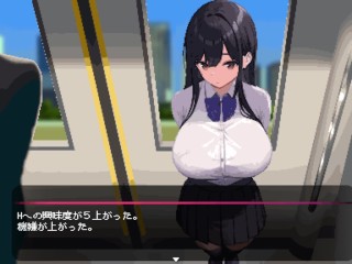 【僕と彼女の痴〇生活 実況(体験版)】電車で爆乳J〇のおっぱい揉んだりスカートめくって手マンしたり・・・(ドットアニメーション同人エロゲー hentai game)