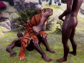 Furry Tiger Missters Plays with Her BBC Human Sex Toys | Edging  Yiff 3D Hentai