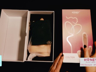 Curios wife 🍆🤷‍♀️  does ASMR unboxing of Honey Play Box Colter Dildo by cakebattle