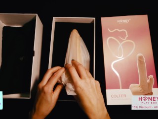 Curios wife 🍆🤷‍♀️  does ASMR unboxing of Honey Play Box Colter Dildo by cakebattle