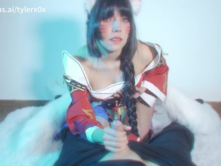 Ahri from League of legends blowjob and facial