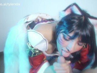 Ahri from League of legends blowjob and facial