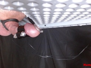 On my milking table performing painful pleasurable electro shock torture on my dick!