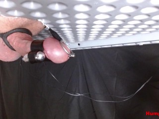 On my milking table performing painful pleasurable electro shock torture on my dick!