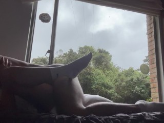 Condom slipped off while college teens fucked in missionary