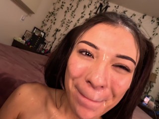 Tiny Squirt Queen Gets Fucked In Standing Splits And Takes A Hot Load To The Face - SQUIRT + FACIAL!