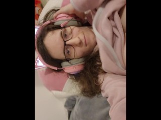 Big tits in a fleece sweater WET magic wand