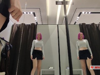 I Try on haul transparent clothes in fitting room and have masturbation with strong orgasm.