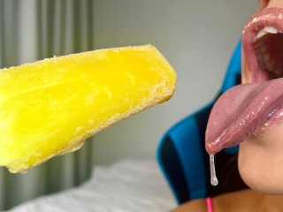 ASMR mouth sounds, amazing licking ice cream and drool from the mouth