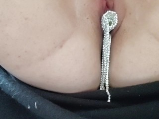 teasing my pussy with metal bracelet