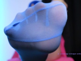 Worship and sniff my blue feet - PREVIEW femdom pov goddess padrona italiana stockings small feet