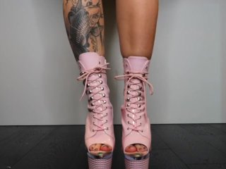 TRY ON STRIPPER HEELS - SFW - PLEASERS - OPEN TOE,BOOTS, THIGH HIGH