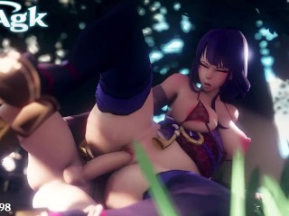 Raiden shogun gets fucked in the woods and gets creampied by Aether Genshin Impact Porn Sex