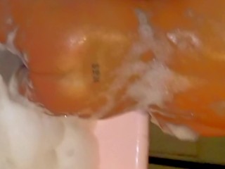 Real Anniversary sex tape w nympho wife in Jacuzzi sucking & orgasm on tub jets