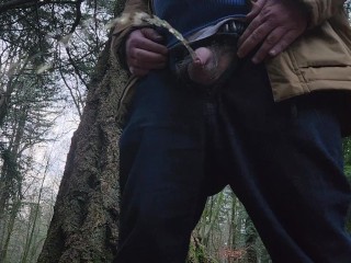 Pissing in my favorite forest near the car park!