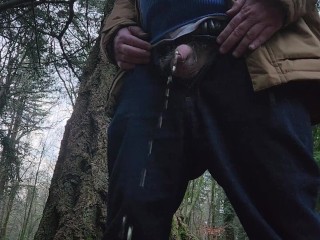 Pissing in my favorite forest near the car park!