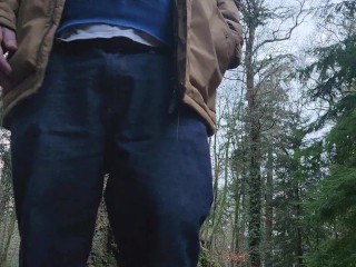 Pissing in my favorite forest near the car park!