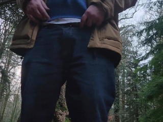 Pissing in my favorite forest near the car park!