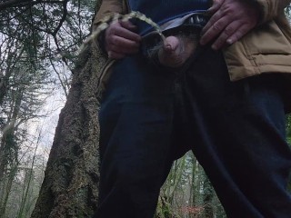 Pissing in my favorite forest near the car park!