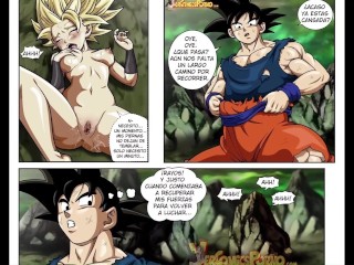 Goku tiene un trío con Caulifla y Kale
