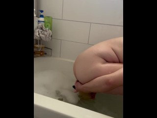 I DP myself with two of my toys in the bathtub!