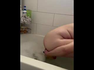 I DP myself with two of my toys in the bathtub!