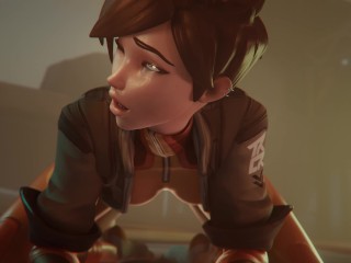 Tracer takes a good anal with cum in her ass . Overwatch