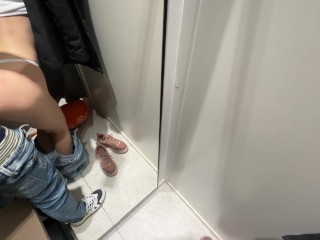 BG. Fitting room. Public Nudity. Come into my fitting room and I'll suck your dick and give you my t