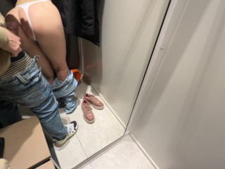 BG. Fitting room. Public Nudity. Come into my fitting room and I'll suck your dick and give you my t