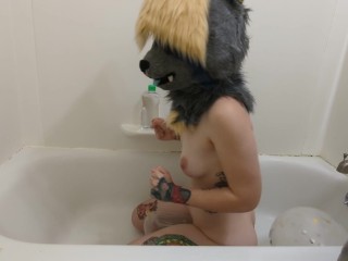 Furry Nympho Pisses on Squeaky Balloons to a Popping Finish