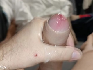 Big fat dick handjob with huge cumshot in the end