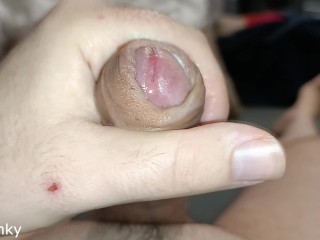 Big fat dick handjob with huge cumshot in the end