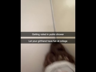 College girl gets railed in public dorm shower on Snapchat