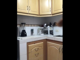 Spoiled Latina girl gets what she deserves in the kitchen by her stepmom