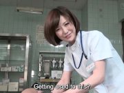 Subtitles CFNM Japanese female doctor handjob