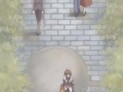 Busty hentai cutie blows cock and gets fucked 