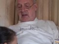 Brunette licks oldman all over and fucks him