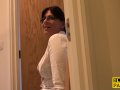 Mature english sub gets face drenched in cum