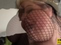 Fat brit subs in fishnets during roughfucking