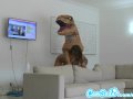 big ass latina teen chased by lesbian loving TREX on hoverboard then fucked