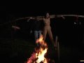 Brunette slave dominant by bondage pain swallows cumshot outdoor fucked