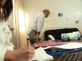 Close-up sex treatment for old patient fucked by kinky teen doctor