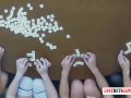 4 Beautiful Women Stripping &quot;Play a Create a Word; Game, Losers Mastu