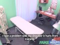 Fake Hospital Fit guy cums over hot blonde nurses tits after fucking her