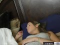 Liza gets woken up with a finger in her pussy and cum