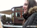 Hot Angel Wicky uses Two Vibrators on Miky Love in Public