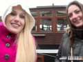 Hot Angel Wicky uses Two Vibrators on Miky Love in Public