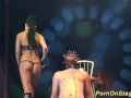 extreme fetish show on public show stage