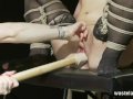 Intense Bondage And Lesbian Femdom BDSM With A Dildo On A Stick