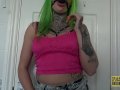 Tattooed slut with green hair gets her sweet ass slammed